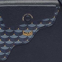 Fauré Le Page Navy Blue Leather and Coated Canvas Calibre 21 Top Handle Bag