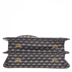 Faure Le Page Dark Grey Coated Canvas and Leather Parade Top Handle Bag