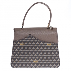 Faure Le Page Dark Grey Coated Canvas and Leather Parade Top Handle Bag
