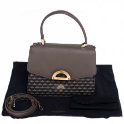 Faure Le Page Dark Grey Coated Canvas and Leather Parade Top Handle Bag