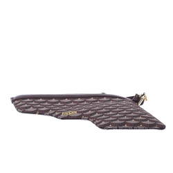 Pre Owned Faure Le Page Burgundy Coated Canvas Calibre 22 Wrislet Pouch