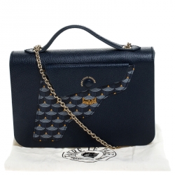 مملوكة مسبقًا Faure Le Page Blue Leather Calibre 21 Top Handle Bag
