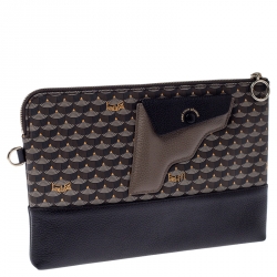Pre Owned Faure Le Page Grey Coated Canvas and Leather Wristlet Pouch