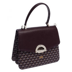 Pre Owned Faure Le Page Burgundy Coated Canvas and Leather Parade Top Handle Bag