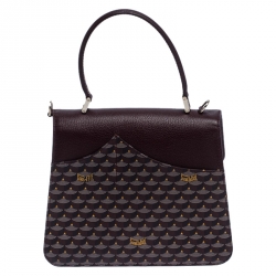 Pre Owned Faure Le Page Burgundy Coated Canvas and Leather Parade Top Handle Bag