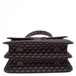 Pre Owned Faure Le Page Burgundy Coated Canvas and Leather Parade Top Handle Bag