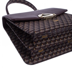 Pre Owned Faure Le Page Burgundy Coated Canvas and Leather Parade Top Handle Bag