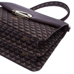 Pre Owned Faure Le Page Burgundy Coated Canvas and Leather Parade Top Handle Bag