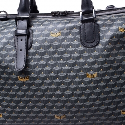 Pre Owned Faure Le Page Grey/Black Coated Canvas Boston Bag