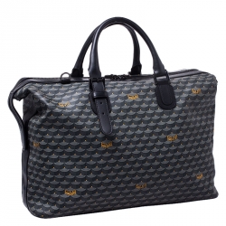 Pre Owned Faure Le Page Grey/Black Coated Canvas Boston Bag