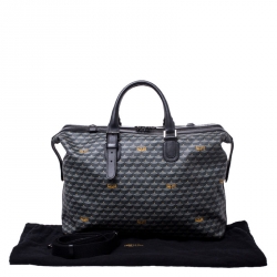 Pre Owned Faure Le Page Grey/Black Coated Canvas Boston Bag
