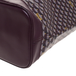 Pre Owned Faure Le Page Burgundy Coated Canvas and Leather Tote