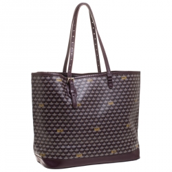 Pre Owned Faure Le Page Burgundy Coated Canvas and Leather Tote