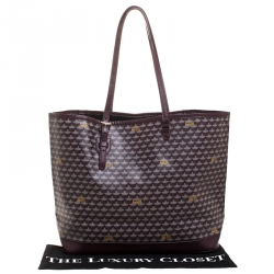 Pre Owned Faure Le Page Burgundy Coated Canvas and Leather Tote