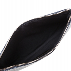 Pre Owned Faure Le Page Blue Coated Canvas Wristlet Clutch