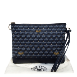 Pre Owned Faure Le Page Blue Coated Canvas Wristlet Clutch
