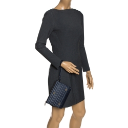 Pre Owned Faure Le Page Blue Coated Canvas Wristlet Clutch