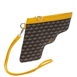 Pre Owned حقيبة صغيرة فور لو باج حمالة معصم Calibre 22 كانفاس مقوى صفراء