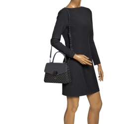 Faure Le Page Dark Grey Coated Canvas and Leather Parade Top Handle Bag