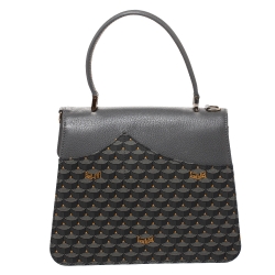 Faure Le Page Dark Grey Coated Canvas and Leather Parade Top Handle Bag