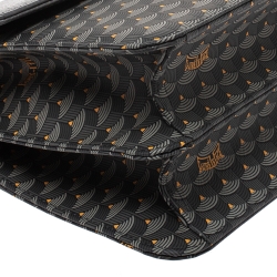 Faure Le Page Dark Grey Coated Canvas and Leather Parade Top Handle Bag