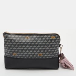 Faure Le Page Multicolor Coated Canvas and Leather Wristlet Clutch