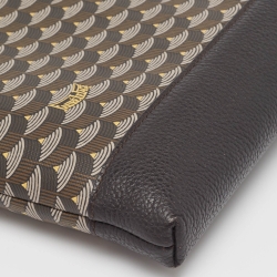 Faure Le Page Black Coated Canvas and Leather Wristlet Pouch