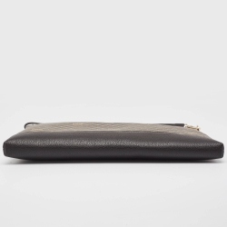 Faure Le Page Black Coated Canvas and Leather Wristlet Pouch