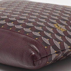 Pre Owned Faure Le Page Burgundy Coated Canvas and Leather Wristlet Pouch