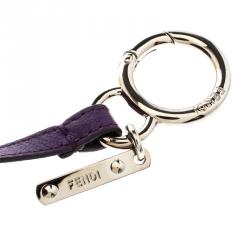 Pre Owned Fendi Purple/Blue Fox Fur Pom Pom Bag Charm