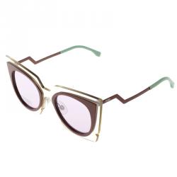 Pre Owned Fendi Red/Transparent FF 0117/S Cat Eye Sunglasses