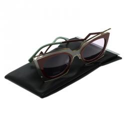 Pre Owned Fendi Red/Transparent FF 0117/S Cat Eye Sunglasses