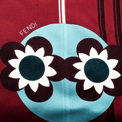 مملوكة مسبقًا وشاح فندي ماكسي رابي حرير نقو�ش مونستر أحمر