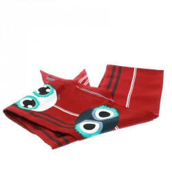 مملوكة مسبقًا وشاح فندي ماكسي رابي حرير نقوش مونستر أحمر