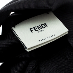 Pre Owned Fendi Black Silk Leather Trim Detail Headband 