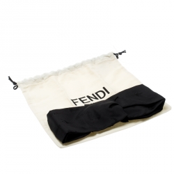 Pre Owned Fendi Black Silk Leather Trim Detail Headband 