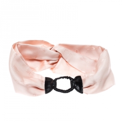 Fendi Pink Silk Leather Detail Headband 