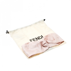 Fendi Pink Silk Leather Detail Headband 
