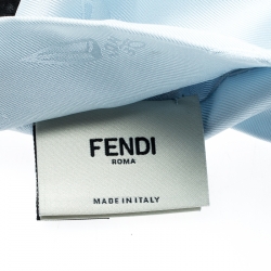 Fendi Blue Silk Leather Trim Detail Headband 
