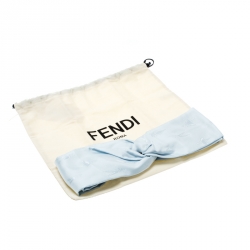 Fendi Blue Silk Leather Trim Detail Headband 