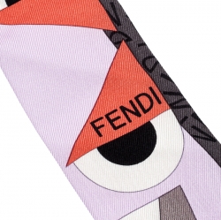 Pre Owned Fendi Multicolor Monster Eye Printed Silk Bandeau Scarf 