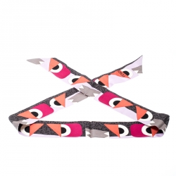 Pre Owned Fendi Multicolor Monster Eye Printed Silk Bandeau Scarf 