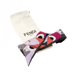 Pre Owned Fendi Multicolor Monster Eye Printed Silk Bandeau Scarf 
