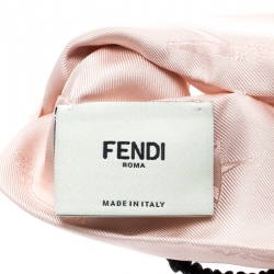 Fendi Pink Silk Leather Trim Detail Headband 