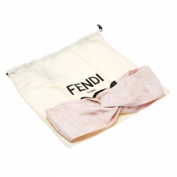Fendi Pink Silk Leather Trim Detail Headband 