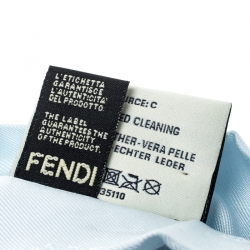 Fendi Blue Silk Leather Trim Detail Headband 