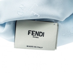 Fendi Blue Silk Leather Trim Detail Headband 