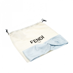 Fendi Blue Silk Leather Trim Detail Headband 