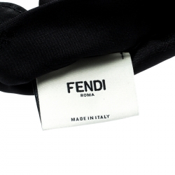 Pre Owned Fendi Black Silk Leather Trim Detail Headband 