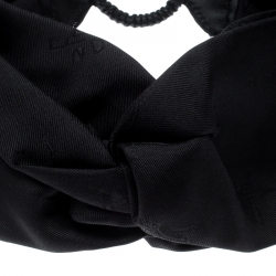 Pre Owned Fendi Black Silk Leather Trim Detail Headband 